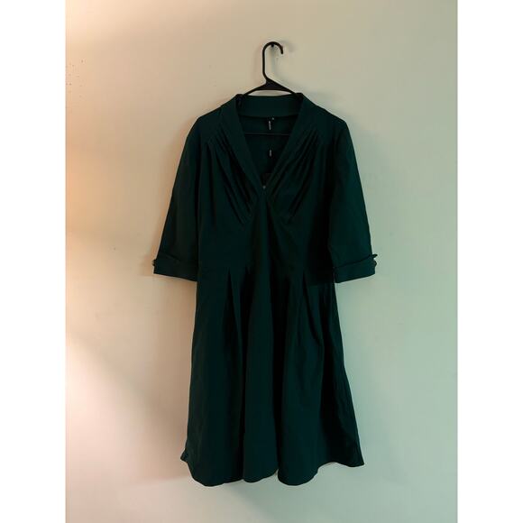 Miusol Green Fit & Flare Midi Dress 2XL NWT | Vintage-Inspired V-Neck Cocktail - Picture 2 of 8